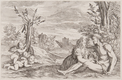 Titian etching from 1682 The Three Ages of Man